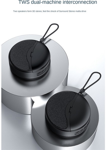 Mini Kablosuz Bluetooth Hoparlör 2'si 1 Arada Kulaklık Tws Subwoofer Stereo Eller Serbest Çok Fonksiyonlu / Tf Kart / Fm(Siyah) (Yurt Dışından) fırsatları