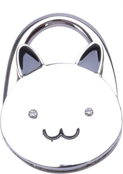 Siyah Karikatür Katlanabilir Gümüş Ton Çanta Kancası Nemli Yerleşimler Kauçuk Taban (Yurt Dışından)