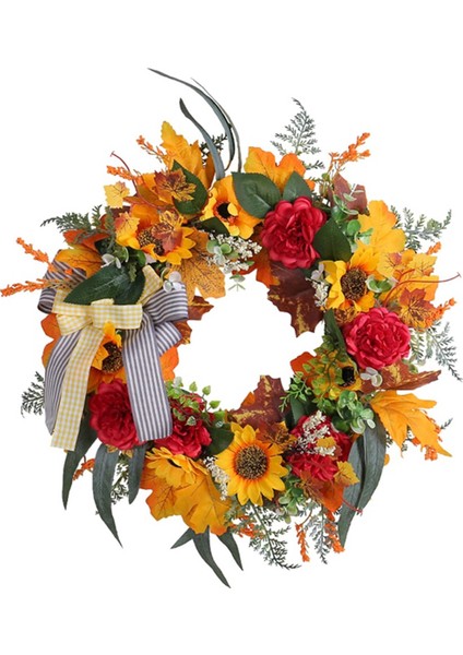 Ön Kapı Için Sonbahar Çelenkleri, Ayçiçeği Sonbahar Çelengi, Kabaklar ve Çuval Bezi Yayları, Çiftlik Evi Iç Mekan Dış Mekan Için (Yurt Dışından)