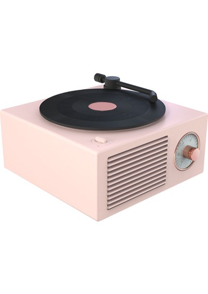 Müzik Kutusu Tipi Dahili Bluetooth Stereo Kablosuz Vintage Retro Mikrofon Hoparlör Hıfı Aux Desteği Taşınabilir (Pembe) (Yurt Dışından)
