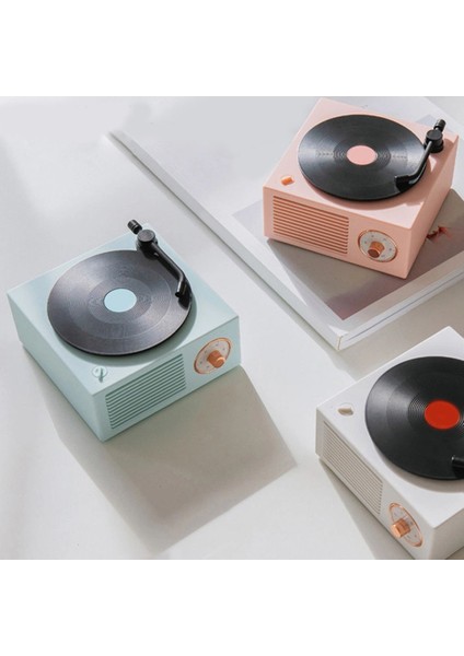 Müzik Kutusu Tipi Dahili Bluetooth Stereo Kablosuz Vintage Retro Mikrofon Hoparlör Hıfı Aux Desteği Taşınabilir (Pembe) (Yurt Dışından)