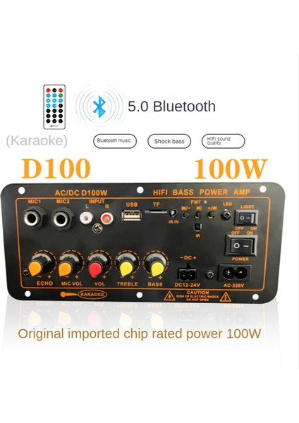 AC220V 12V 24V Yüksek Güç Dijital Amplifikatör Kurulu Bluetooth Subwoofer Amp Araba Ev Tf USB Rca Ses Amplificador (Yurt Dışından)