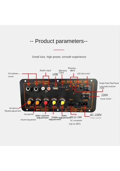 AC220V 12V 24V Yüksek Güç Dijital Amplifikatör Kurulu Bluetooth Subwoofer Amp Araba Ev Tf USB Rca Ses Amplificador (Yurt Dışından)