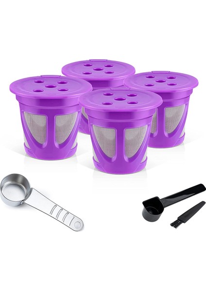 -4 Mor Için Yeniden Kullanılabilir Kahve Kapsülleri Kupası Için Yeniden Kullanılabilir Kahve Filtre Bölmeleri Için Doldurulabilir K Bardaklar (Yurt Dışından)