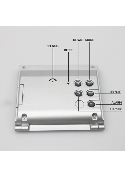 Elektronik Katlanır LCD Dijital Alarmlı Saat Saat Masaüstü Sıcaklık Higrometre Saat Hava Istasyonu Masa Masa Saati Siyah (Yurt Dışından)