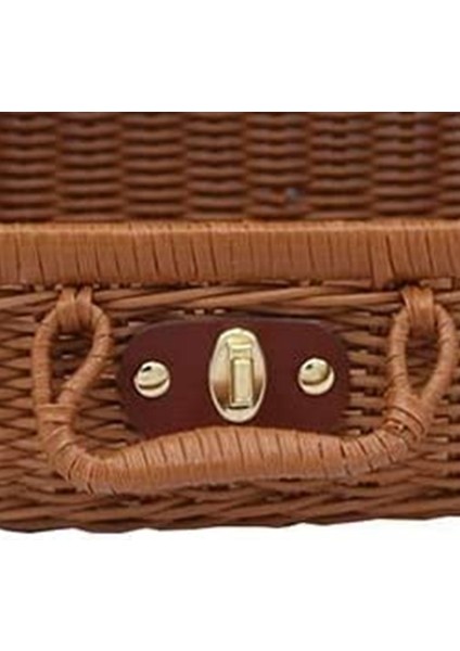 Piknik Sepeti, Dokuma Hasır Vintage Bavul Dokuma Depolama Sepeti Rattan Saklama Kutusu Piknik Örgü Çamaşır Sepeti B (Yurt Dışından)