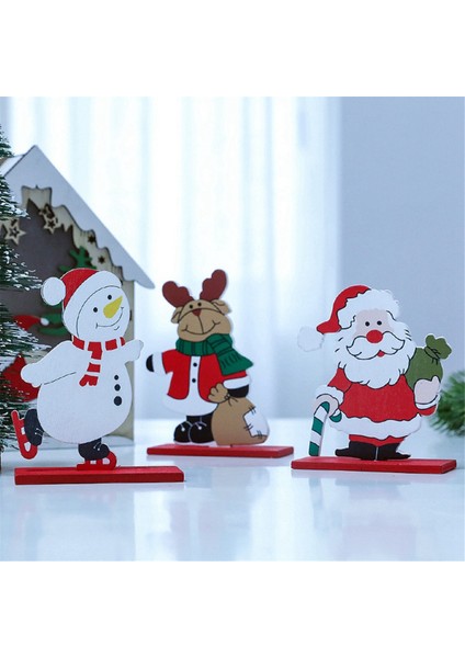 Noel Dekoru, Şenlikli Noel Baba - Noel Noel Ağacı Kar Tanesi Ahşap El Sanatları Noel Süsleri Ekran Sahne (Yurt Dışından)