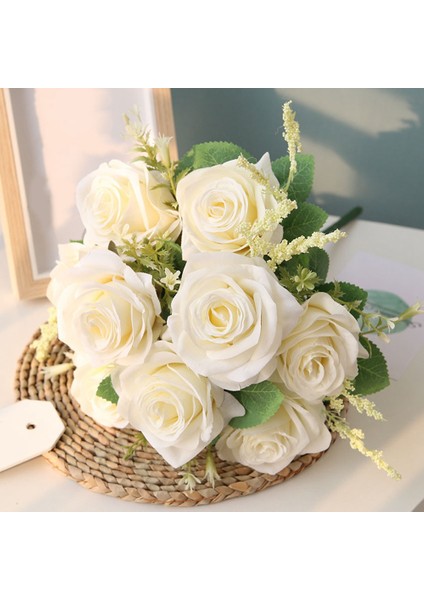 Yapay Mavi Güller Çiçekler Ipek Gül Çiçek Buketi Ev Bahçe Dekorasyon Düğün Güller Şampanya (Yurt Dışından) fiyatları