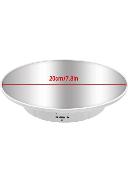 Motorlu Döner Teşhir Standı, 7,87 Inç, Ayna Kaplamalı 360 Derece Döner Tablalı Fotoğraf Standı (Beyaz) (Yurt Dışından) modelleri
