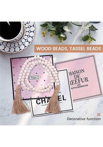 Ahşap Boncuk Çelenk Püsküller, Çiftlik Evi Boncuk Rustik Ülke Dekor Namaz Boho Boncuk Duvar Asılı Dekorasyon Ahşap Renk (Yurt Dışından) indirimleri