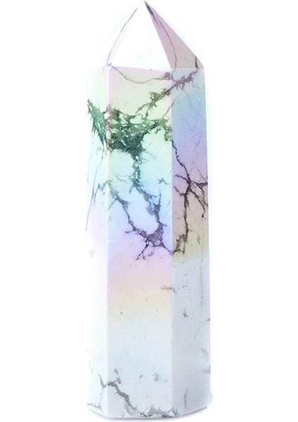 Doğal Aura Howlite Kristal Noktası Galvanik Değnek Şifa Taş Enerji Beyaz Kuvars Ev Dekor Reiki Kulesi Hediyeler-B (Yurt Dışından)
