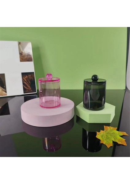 4 Paket Pamuk Topu Tutucu Dağıtıcılar Kavanoz Banyo Kavanozları Kapaklı Pamuklu Çubukla Tuvalet Vanity Organizatör A (Yurt Dışından)