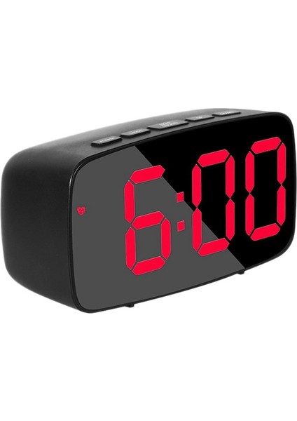 Akıllı Dijital Çalar Saat Başucu, Kırmızı LED Seyahat USB Masa Saati 12/24H Tarih Sıcaklık Erteleme Yatak Odası Için, Siyah (Yurt Dışından)