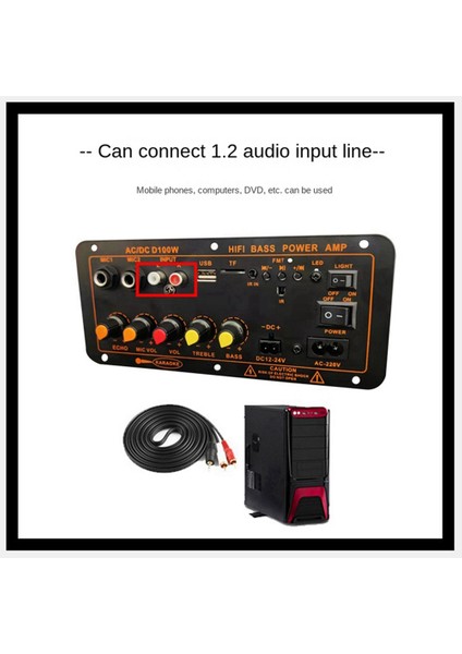 Max 300W Bluetooth Amplifikatör Kurulu 12V 24V 220V Subwoofer Amplifikatör Kurulu Destek Mikrofon Araba Ev Ses Abd Plug (Yurt Dışından)