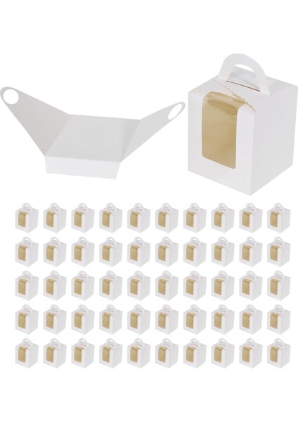 50 Adet Tek Cupcake Kutuları Beyaz Bireysel Cupcake Taşıyıcı Tutucular, Fırın Sarma Ambalajı Için Pencere Ekleri ile (Yurt Dışından)