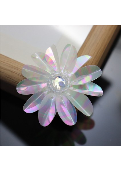 6 Adet Sedefli 2 1/2 Inç Payet Çiçekler Rhinestones Boncuk Aplike, Kristal Boncuklu Çiçek Aplike (Yurt Dışından)