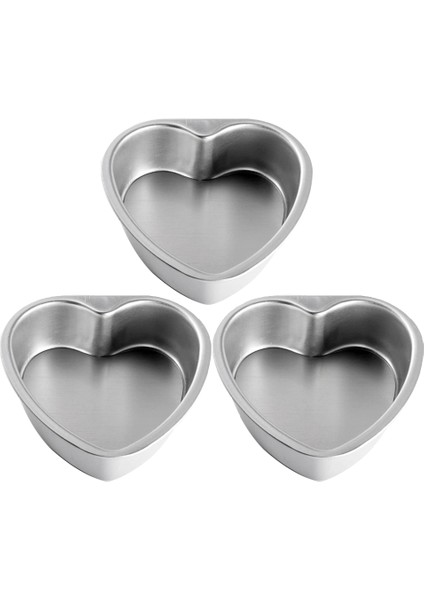 3 Paket Alüminyum Kalp Şekilli Yapışmaz Kek Tava Seti Çıkarılabilir Altlı Diy Pişirme Kalıp Aracı - 4 Inç (Yurt Dışından)