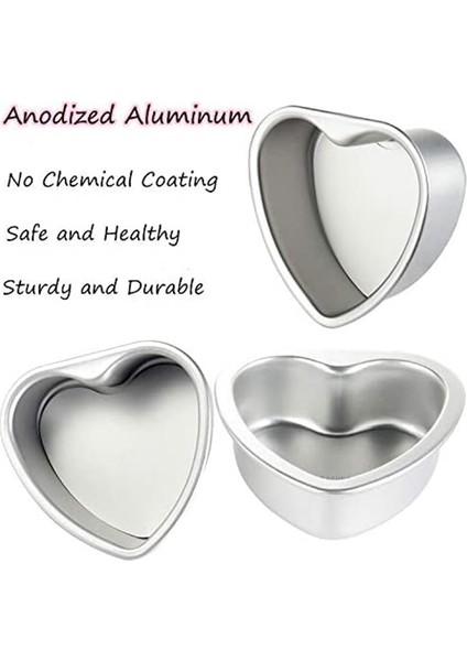 3 Paket Alüminyum Kalp Şekilli Yapışmaz Kek Tava Seti Çıkarılabilir Altlı Diy Pişirme Kalıp Aracı - 4 Inç (Yurt Dışından) fiyatları