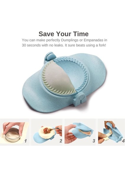 Dumpling Maker, Empanadas Pres Kalıp Makinesi Seti, Hamur Kesici, Dumpling Kalıp Seti ve Pierogi Için Kesici, (Mavi) (Yurt Dışından)