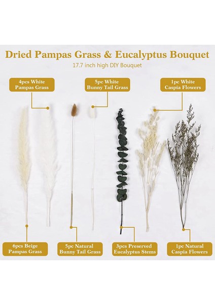 25 Adet Kurutulmuş Çiçekler Pampas Çim Buketi Hazar Çiçekleri Mix Buket, Boho Odası Ev Düğün Yatak Odası Için Düzenlemeler (Yurt Dışından) fiyatları