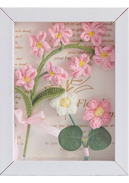 Tığ Işi Yün Çiçek Bitmiş Örme Buket Fotoğraf Süsleri Kolye Günü Hediyesi Pembe (Yurt Dışından)