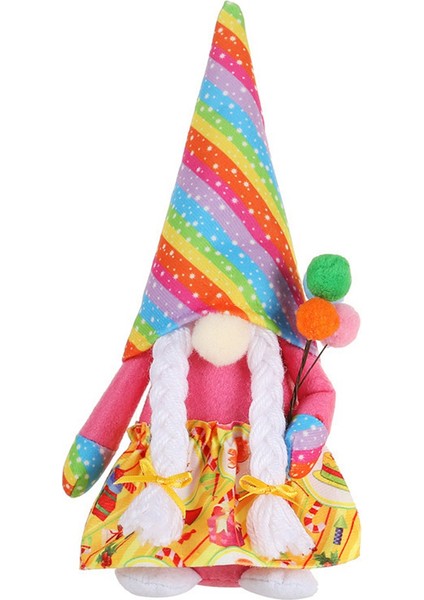 Gökkuşağı Şapka Yüzü Olmayan Rudolph Bebek Doğum Günü Düzenlemesi Süslemeleri Gnome Aile Masa Bebekleri Kadın (Yurt Dışından)