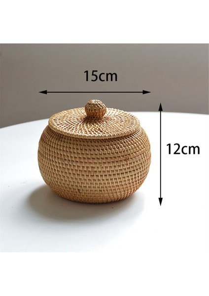 Kapaklı Yuvarlak Rattan Kutu, El Dokuma Saklama Kutusu, Ev Için Çok Fonksiyonlu Masaüstü Tepsi Depolama Sepeti Dekorasyonu (Yurt Dışından) fiyatları