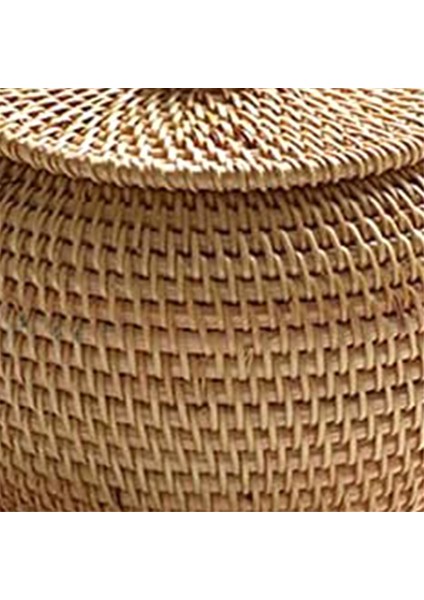 Kapaklı Yuvarlak Rattan Kutu, El Dokuma Saklama Kutusu, Ev Için Çok Fonksiyonlu Masaüstü Tepsi Depolama Sepeti Dekorasyonu (Yurt Dışından) indirimleri