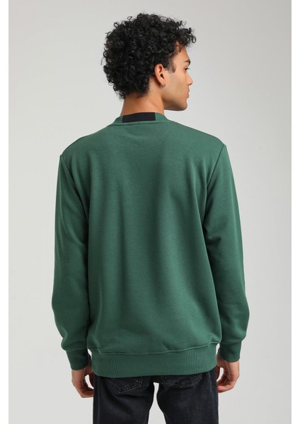 Bisiklet Yaka Yeşil Slim Fit Sweatshirt 23FWM60146 modelleri