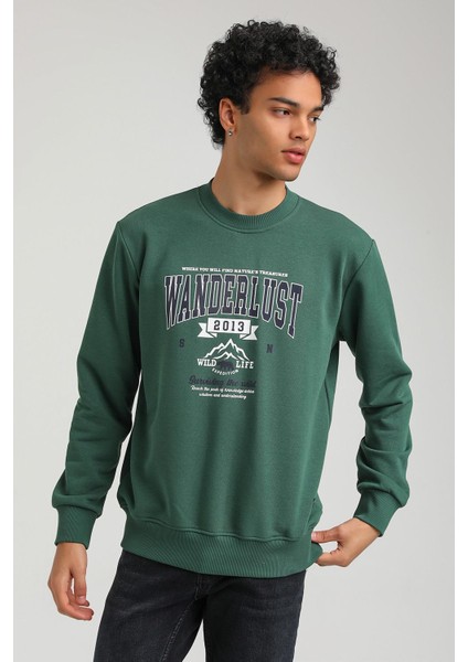 Bisiklet Yaka Yeşil Slim Fit Sweatshirt 23FWM60146 fırsatları