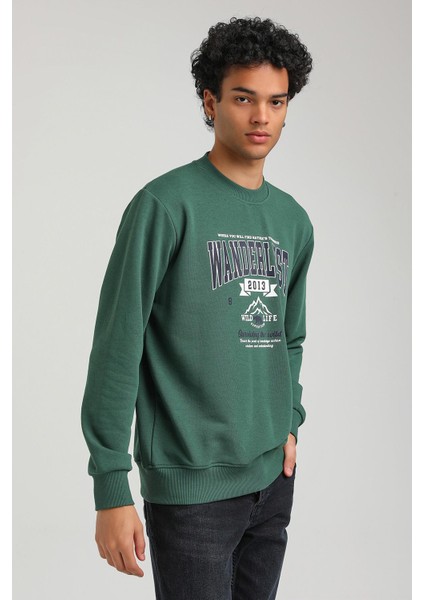 Bisiklet Yaka Yeşil Slim Fit Sweatshirt 23FWM60146 indirimleri