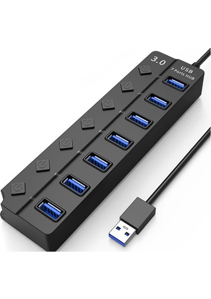 Yedi Bağlantı Noktalı Anahtar Hub3.0 Yedi Bağlantı Noktalı Ayırıcı Hub Dört Bağlantı Noktalı Genişletici USB Bilgisayar Ayırıcı Tek Bağlantı Noktalı 3.0 Hub (Yurt Dışından)