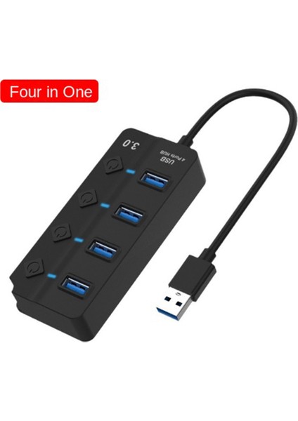 Yedi Bağlantı Noktalı Anahtar Hub3.0 Yedi Bağlantı Noktalı Ayırıcı Hub Dört Bağlantı Noktalı Genişletici USB Bilgisayar Ayırıcı Tek Bağlantı Noktalı 3.0 Hub (Yurt Dışından)