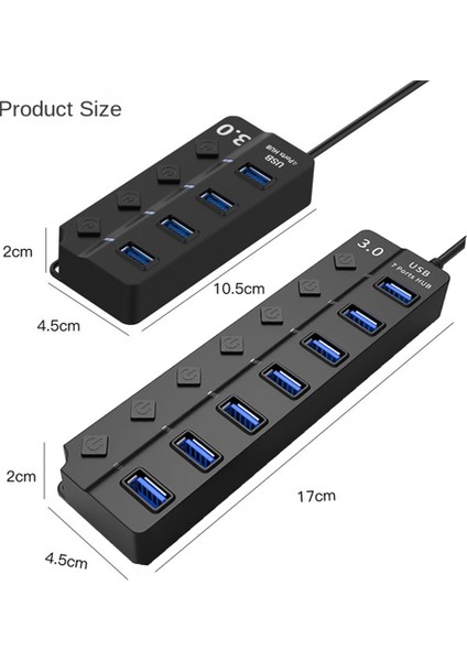 Yedi Bağlantı Noktalı Anahtar Hub3.0 Yedi Bağlantı Noktalı Ayırıcı Hub Dört Bağlantı Noktalı Genişletici USB Bilgisayar Ayırıcı Tek Bağlantı Noktalı 3.0 Hub (Yurt Dışından)