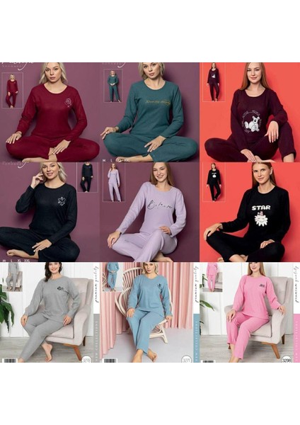 Kadın Interlok Kışlık Pijama Takımı
