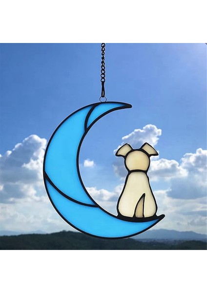 Köpek Severler Için Vitray Pet Köpek Anıt Hediyeler, Pencere Asma Süs Suncatcher, Köpek Kaybı Sempati Hediye B (Yurt Dışından)