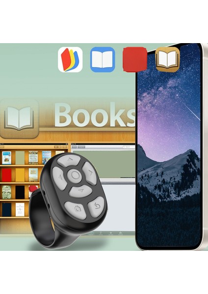 Halka Için Bluetooth Uzaktan Kumanda Parmak Ucu Otomatik Sayfa Döndürücü Tarama Selfie Video Denetleyicisi (C) (Yurt Dışından) modelleri