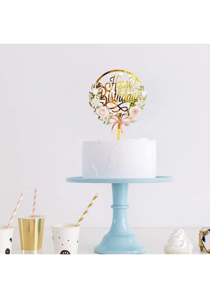 Paket Mutlu Doğum Günü Pastası Topper, Doğum Günü Partisi Pasta Dekorasyonu Için Çok Renkli Akrilik Cupcake Topper (Yurt Dışından)