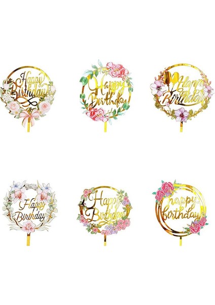 Paket Mutlu Doğum Günü Pastası Topper, Doğum Günü Partisi Pasta Dekorasyonu Için Çok Renkli Akrilik Cupcake Topper (Yurt Dışından) fiyatları