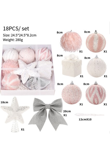 Pembe Noel Süsleri Seti Noel Ağacı Için Noel Asılı Toplar, Noel -Yıldız, -Set (Yurt Dışından) modelleri