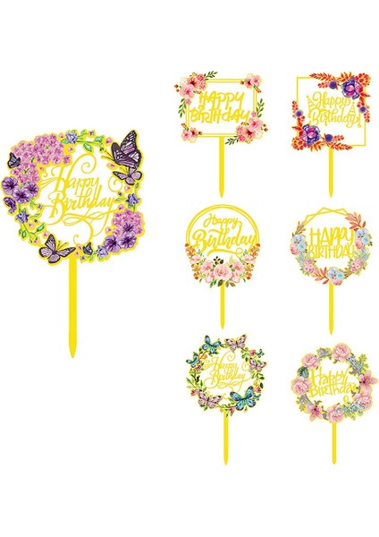 7 Parça Baskılı Ekleme Mutlu Doğum Günü Widget Tanrıça Parti Tatlı Dekorasyon Kek Ekleme (Yurt Dışından)