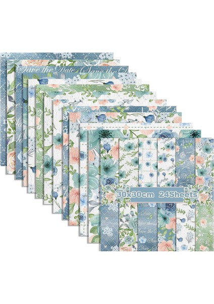 12X12 Inç Çift Taraflı Suluboya Çiçek Kart Stoğu, 24 Yaprak Bahar Mavi Gül Koleksiyon Defteri Kağıdı, Dıy Yapımı Kartları Için (Yurt Dışından) indirimleri