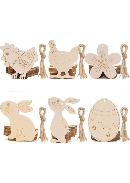 60 Adet/takım Dıy Ahşap Çip Asılı Kolye Mutlu Paskalya Dekorasyon Ev Süsleme (Yurt Dışından) fırsatları