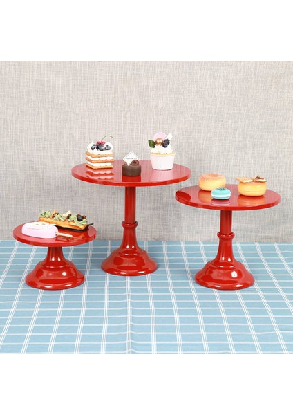 Metal Demir Kek Standı Yuvarlak Kaide Tatlı Tutucu Cupcake Vitrin Doğum Günü Düğün Partisi Için Bakeware (Kırmızı M) (Yurt Dışından) modelleri