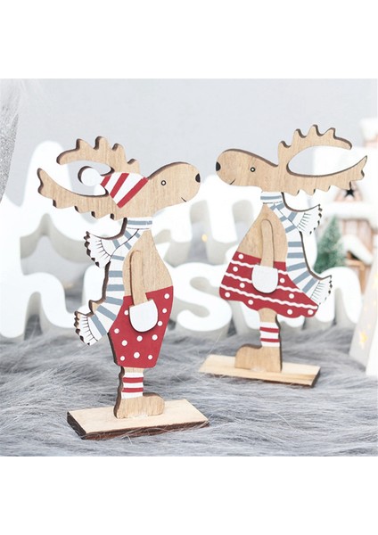 Noel Ev Dekorasyonu Ahşap Yılbaşı Dekoru Karikatür-Geyik Noel Masa Süsleri Noel Ren Geyiği Süslemeleri (Yurt Dışından) modelleri