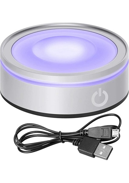 3D Kristal Cam Sanatı Gümüş Içbükey Için Hassas Dokunmatik Yuvarlak Renkli Stand Ekranlı LED Işık Tabanı (Yurt Dışından)