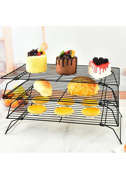 Üç Katmanlı Katlanır Kek Soğutma Rafı Ekmek Kurutma Rafı Bisküvi Rafı Demir Yapışmaz Mutfak Depolama Rafı (Yurt Dışından) indirimleri