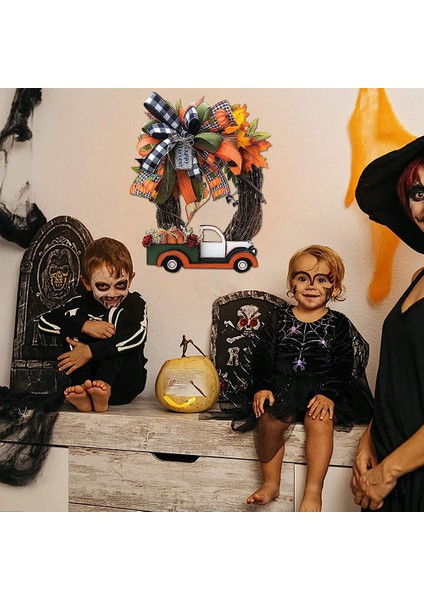 Cadılar Bayramı Çelenk Ahşap Kabak Kamyon El Yapımı, 30X30X4 cm Sonbahar Hasat Vintage Çiftlik Evi Sgiving Süslemeleri (Yurt Dışından) modelleri