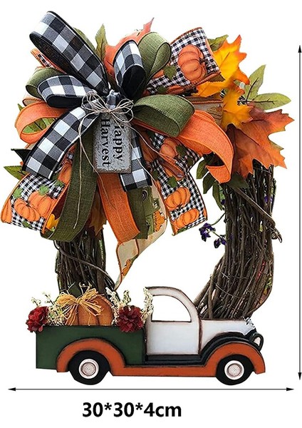 Cadılar Bayramı Çelenk Ahşap Kabak Kamyon El Yapımı, 30X30X4 cm Sonbahar Hasat Vintage Çiftlik Evi Sgiving Süslemeleri (Yurt Dışından) fırsatları