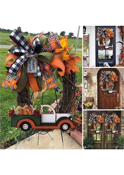 Cadılar Bayramı Çelenk Ahşap Kabak Kamyon El Yapımı, 30X30X4 cm Sonbahar Hasat Vintage Çiftlik Evi Sgiving Süslemeleri (Yurt Dışından) indirimleri